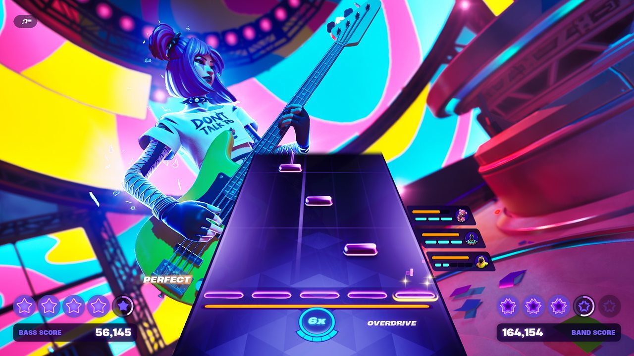 A Festival stage with a rhythm-game note track