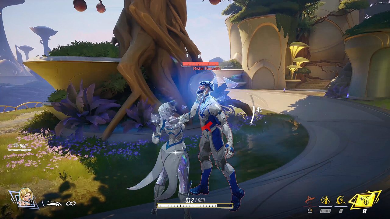 Two heroes squaring up in a sunlit garden map